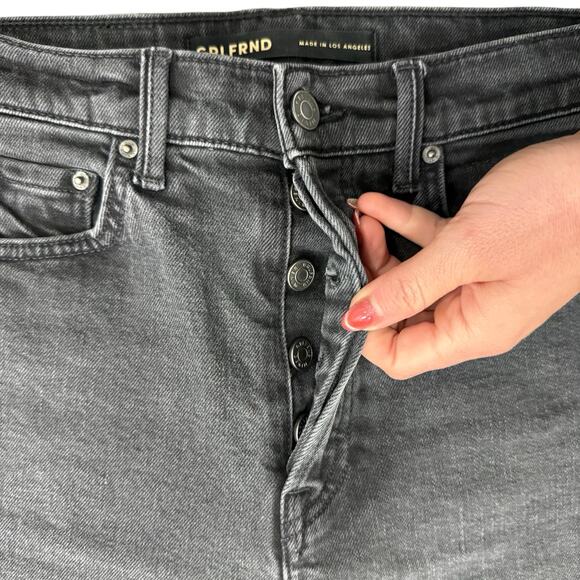 GRLFRND Charcoal Gray Piper High Rise Button Fly Stretch Slim Crop Jeans Size 26 - Picture 10 of 13
